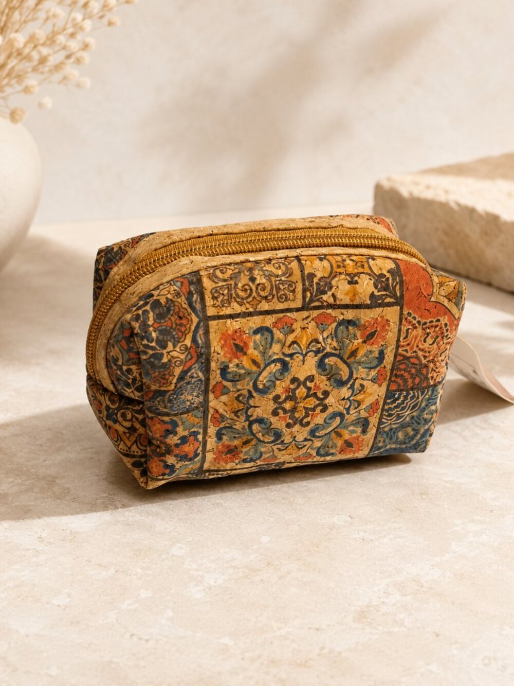 Boho Cork Floral Patchwork Coin Purse